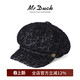 Mr DUCK Dream Weaving Fashionable and Versatile Newsboy Cap Wool Blended French Beret Women's Artistic Painter Hat Shows Small Faces Meaningful Night Black (Newsboy Cap)-MW567101 M (Suitable for 55-56cm head circumference)