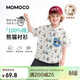 Mami Maca (MOMOCO) children's clothing summer boys' shirt jacket short-sleeved fashion versatile shirt white full print 120