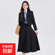 Gray suit skirt for women 2026 new college student interview professional formal wear small suit jacket spring and autumn black jacket + 2110# blue striped shirt + skirt L (recommended weight 106-118Jin Jin is equal to about 0.5 kg)