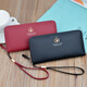 
Simple cloth for women's wallet Valentine's Day women's long fashion Japanese and Korean zipper large capacity lychee pattern leaves women's clutch black