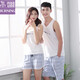 Siling Korean style couple pajamas summer vest pure cotton short-sleeved summer sexy and cute men and women sleeveless home wear set 4689 white XXL