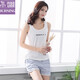 Siling Korean style couple pajamas summer vest pure cotton short-sleeved summer sexy and cute men and women sleeveless home wear set 4689 white XXL