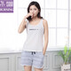 Siling Korean style couple pajamas summer vest pure cotton short-sleeved summer sexy and cute men and women sleeveless home wear set 4689 white XXL