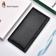 Hush Welpen Herren Brieftasche echtes Leder Langes Geld Chuck Schicht Cowide Money Card Bag Zwei-teilige Set können getrennt werden 213W Schwarz