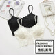 Lingdeng Lace Tube Wrap Breast Strap Breast Pad Short Small Camisole Underwear Female Student Anti-exposure Sexy Gathering Beautiful Back Girl Bra Black + Black One Size (Recommended 80-130Jin Jin is equal to 0.5 kg)