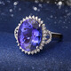 Menbein 18k gold cluster set with diamonds luxury tanzanite ring set with diamond ring colorful gemstone ring jewelry first