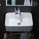 
INVIIL Mini wash basin small bathroom hanging basin balcony children's wash basin ceramic surface pool wall hanging corner CP with holes and bracket 4837+ basin faucet + accessories