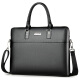 Langfei men's bag briefcase men's handbag laptop bag business casual shoulder crossbody men's leather bag file bag black 14 inches