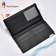 Hush Welpen Herren Brieftasche echtes Leder Langes Geld Chuck Schicht Cowide Money Card Bag Zwei-teilige Set können getrennt werden 213W Schwarz