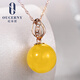 Ouchini beeswax pendant, natural round beads, amber, 18K gold, diamond inlaid, women's pendant (ready stock), free 925 silver chain