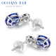 OUCERNY Tanzanite earrings 18K inlaid with natural colored gemstone cabochon earrings 2.45 carats Customized in 7-15 days