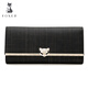 Golden Fox Wallet Women's Long Wallet Spring and Summer New Snap Women's Wallet Large Capacity Clutch Long Ticket Clip Black