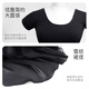 Aiwugo adult dance clothing, women's professional practice ballet clothing, female chiffon one-piece skirt, teacher skirt, gymnastics basic training uniform, black-short-sleeved style (chiffon skirt) M