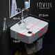
INVIIL Mini wash basin small bathroom hanging basin balcony children's wash basin ceramic surface pool wall hanging corner CP with holes and bracket 4837+ basin faucet + accessories