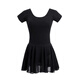 Aiwugo adult dance clothing, women's professional practice ballet clothing, female chiffon one-piece skirt, teacher skirt, gymnastics basic training uniform, black-short-sleeved style (chiffon skirt) M