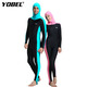Men's and women's wetsuit one-piece long-sleeved full-body winter swimsuit snorkeling suit jellyfish suit sun protection suit aqua blue padless XL