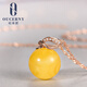 Ouchini beeswax pendant, natural round beads, amber, 18K gold, diamond inlaid, women's pendant (ready stock), free 925 silver chain