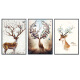 Jiuzhou Deer Living Room Decoration Painting Modern Simple Nordic Style Sofa Background Wall Bedside Mural Restaurant Wall Hanging Painting Wall Painting 40*60cm with Black Frame Set of Triplets