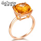 Lescreation Lisa Jewelry 6.5 carat natural citrine ring women's 18K gold colored gemstone ring yellow gemstone yellow 6.5 carat 18K gold