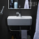 
INVIIL Mini wash basin small bathroom hanging basin balcony children's wash basin ceramic surface pool wall hanging corner CP with holes and bracket 4837+ basin faucet + accessories