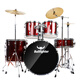 Bullfighter drum set for adults, beginners and children, professional graded jazz drum percussion instrument, burgundy 5 drums and 3 cymbals (upgraded oil-skin drum head)