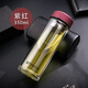 Fuguang glass cup men and women's car business office tea cup thickened cup bottom G1416 series double layer 420ml purple-red filter cup set cup brush