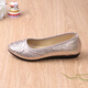 Yonghechun viejos zapatos de tela de tela Beijing para mujeres, zapatos bordados de diamantes de uñas, zapatos de trabajo de color negro ligero, zapatos para mujeres de moda, elegantes zapatos individuales para mujeres TJ17018 Número de oro ligero 37