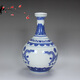 Xindeheng Jingdezhen Ceramics 5 Jin Jin equals 0.5 kg, blue and white porcelain sealed long neck flat lid wine bottle, cool bottle wine jar, double dragons playing with beads 3 Jin Jin equals 0.5 kg, blue and white porcelain tower (with base lock)