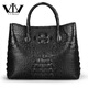 V.V.Brown New Genuine Crocodile Leather Women's Bag Handbag Fashion Genuine Leather Large Capacity Shoulder Bag Crossbody Bag Banquet Bag Gift Black