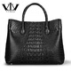 V.V.Brown New Genuine Crocodile Leather Women's Bag Handbag Fashion Genuine Leather Large Capacity Shoulder Bag Crossbody Bag Banquet Bag Gift Black