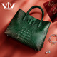 V.V.Brown New Genuine Crocodile Leather Women's Bag Handbag Fashion Genuine Leather Large Capacity Shoulder Bag Crossbody Bag Banquet Bag Gift Black
