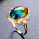 OUCERNY ammolite ring 18k rose gold set with diamond natural ammonite ring colorful women's ring women's model needs to be customized 5-7 days
