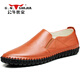 Bull Shijia G.N.Shi Jia casual shoes men's slip-on cowhide leather shoes men 888278 brown 44