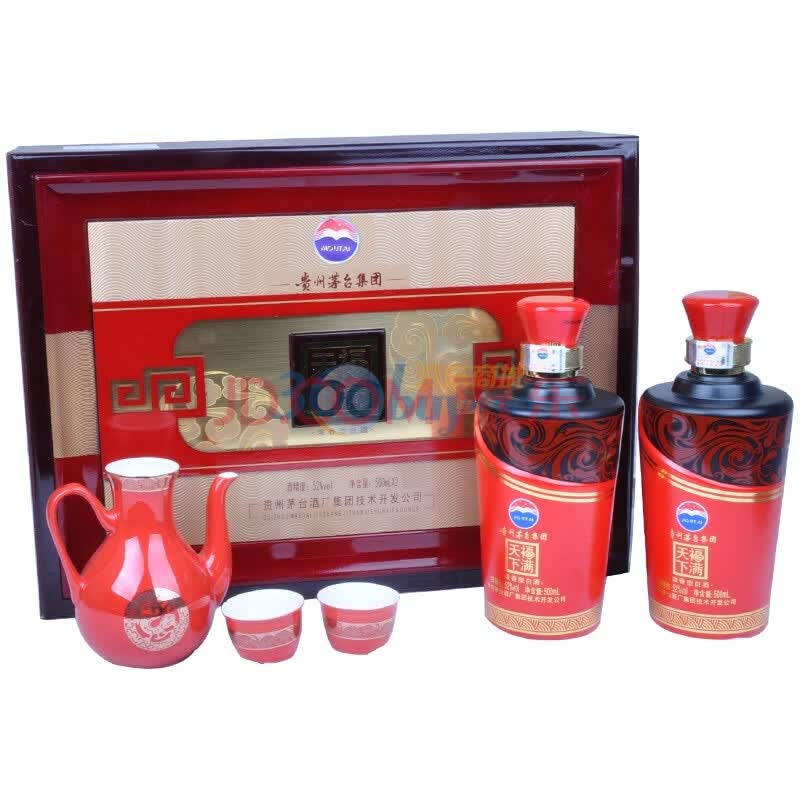52度 茅台集团福满天下(五福)礼盒(浓香型白酒) 500ml*2