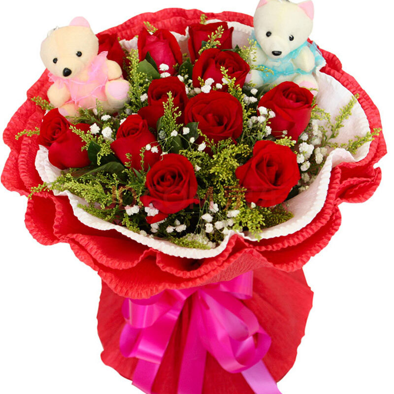 情人节鲜花 快递全国 红玫瑰花束 送女友 老婆生日礼物 非节日配送