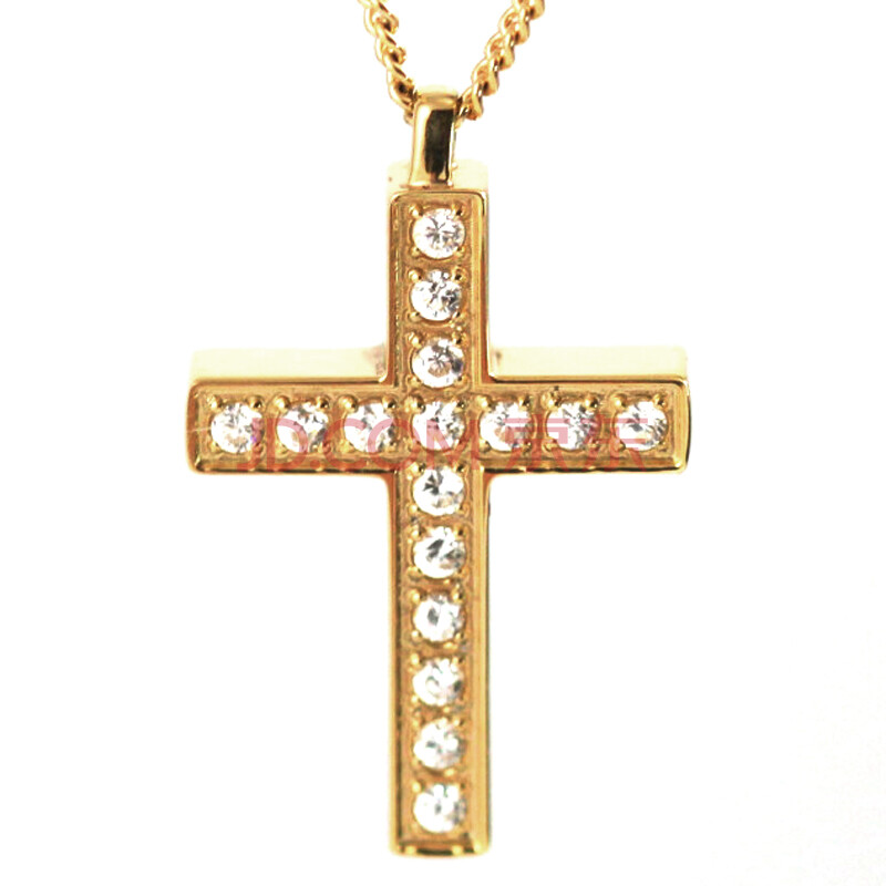 禾场尚腾十字架项链镀18k金镶水晶晨星拉丁女款时尚项链饰品 香港ltg