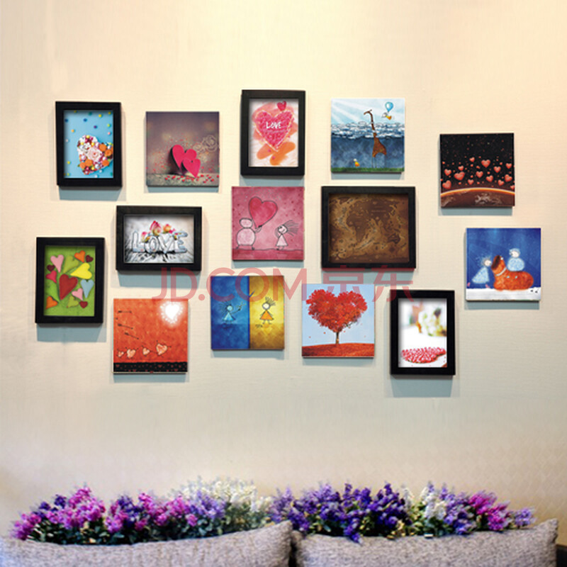 上海欧喆 创意装饰画实木照片墙无框画相片墙相框墙组合相框照片 黑色