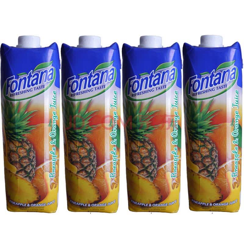 芳塔娜(fontana) 塞浦路斯进口混合果汁(菠萝 橙子) 1l*4瓶