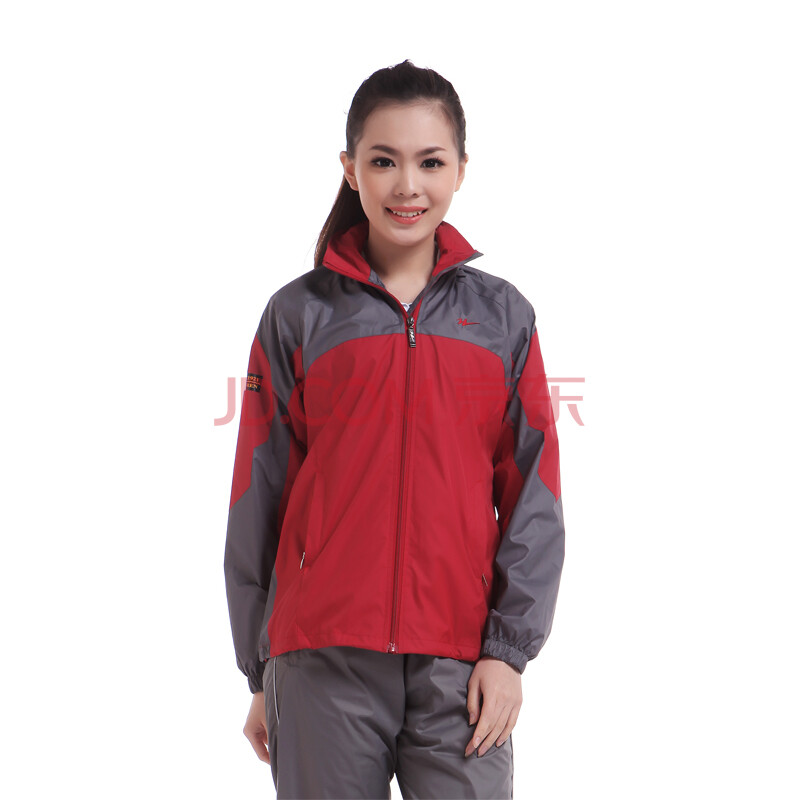 双星2013年新款户外防风保暖防水情侣休闲运动套装 红灰女款 180/3xl