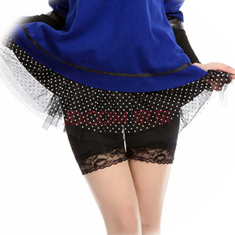 内慧 超凉冰丝百搭蕾丝花边安全裤三分打底裤 (两条装) dn3003 黑色