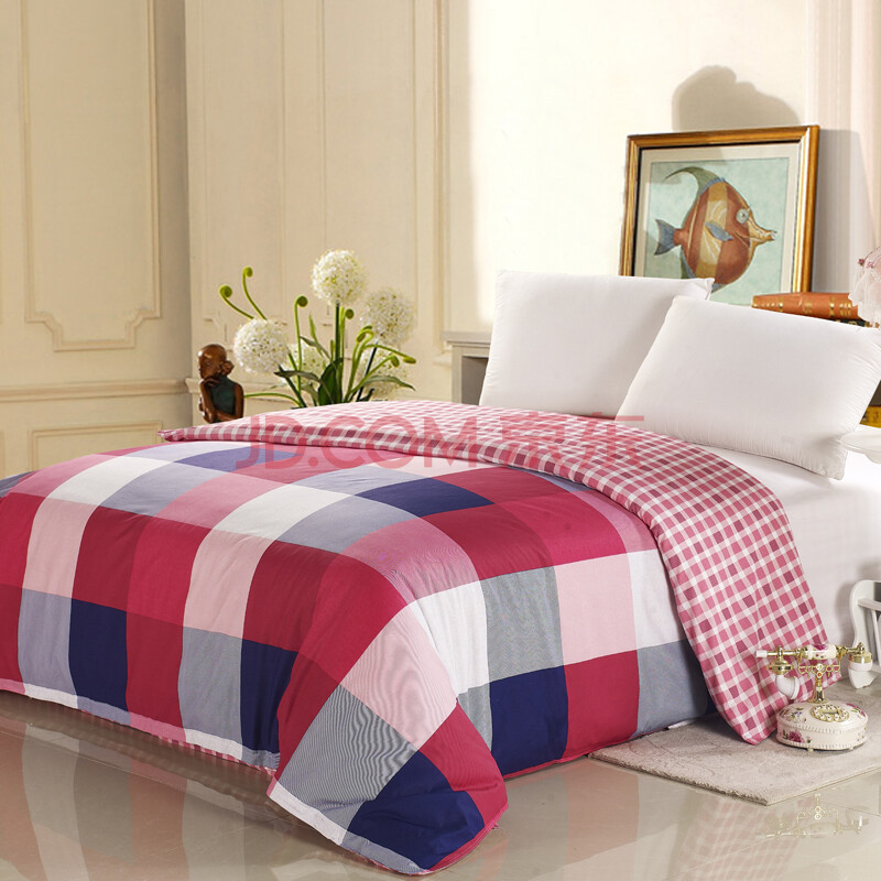 布可以家纺纯棉被套单件学生单人被罩1米5全棉床上用品 爱的花海紫