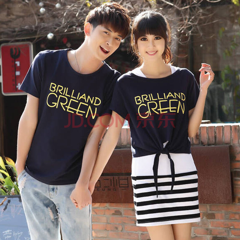 支持货到付款 姿昵叶情侣装夏装2014修身显瘦短袖情侣t恤裙子韩版夏季