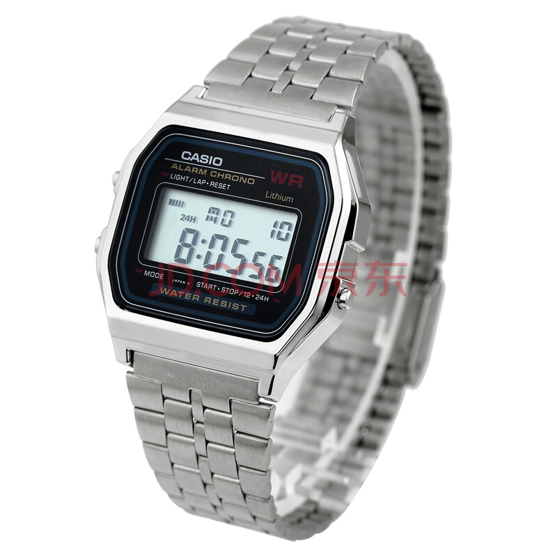 casio 卡西欧 复古数字钢带手表男士手表 a-159w a-159wa-n1df黑色