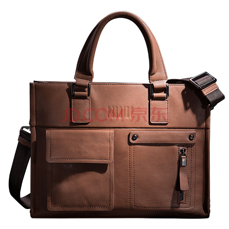 【京东箱包季】派保爵pabojoe 新款头层牛皮商务男士手提包休闲真皮