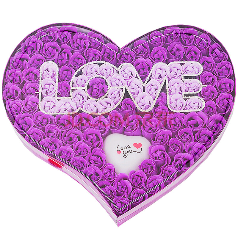 创意礼品100朵加灯香皂玫瑰心形礼盒装 生日圣诞节礼物肥皂花新品