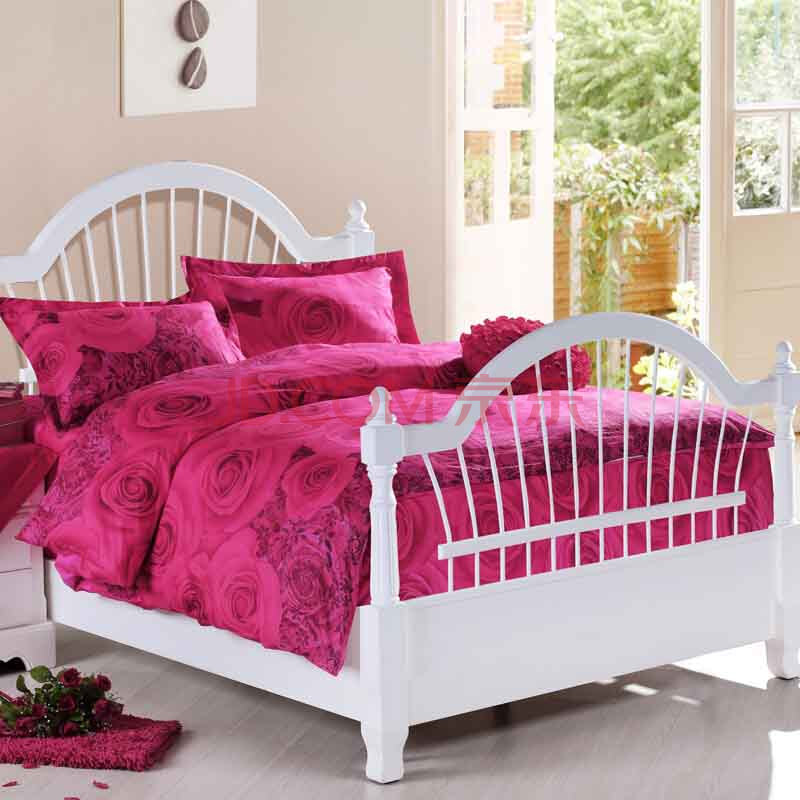 乐加家纺 双人单人床上用品 全棉活性印花床单式四件套 浪漫满屋 1.