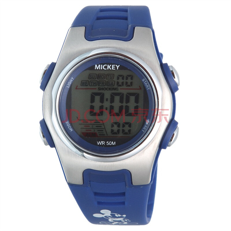 迪士尼disney 米奇led多功能蓝色塑胶带中性手表 tly-075