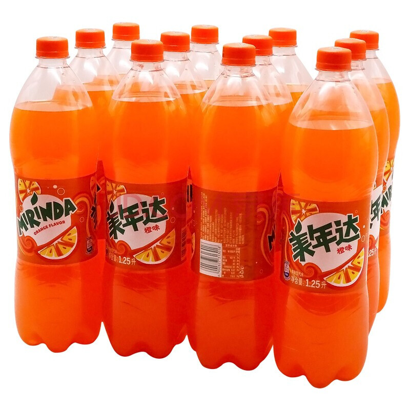 百事可樂 美年達 mirinda 橙味 汽水碳酸飲料 整箱裝 1.25l/瓶*12瓶