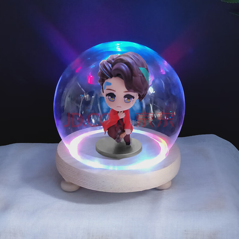 蔡徐坤q版公仔 kun·小鲨鱼kun·抹蓝配套手办摆件模型防尘玻璃罩