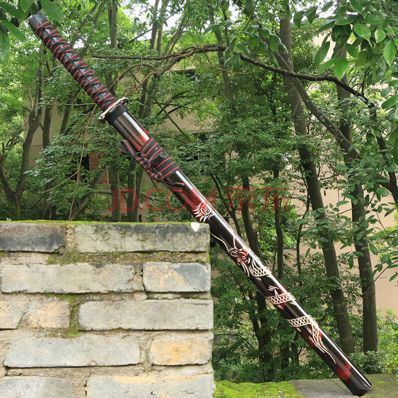 龙泉刀宝剑唐剑汉剑一体直横刀长防身刀剑收藏未 暗红刻降龙长款